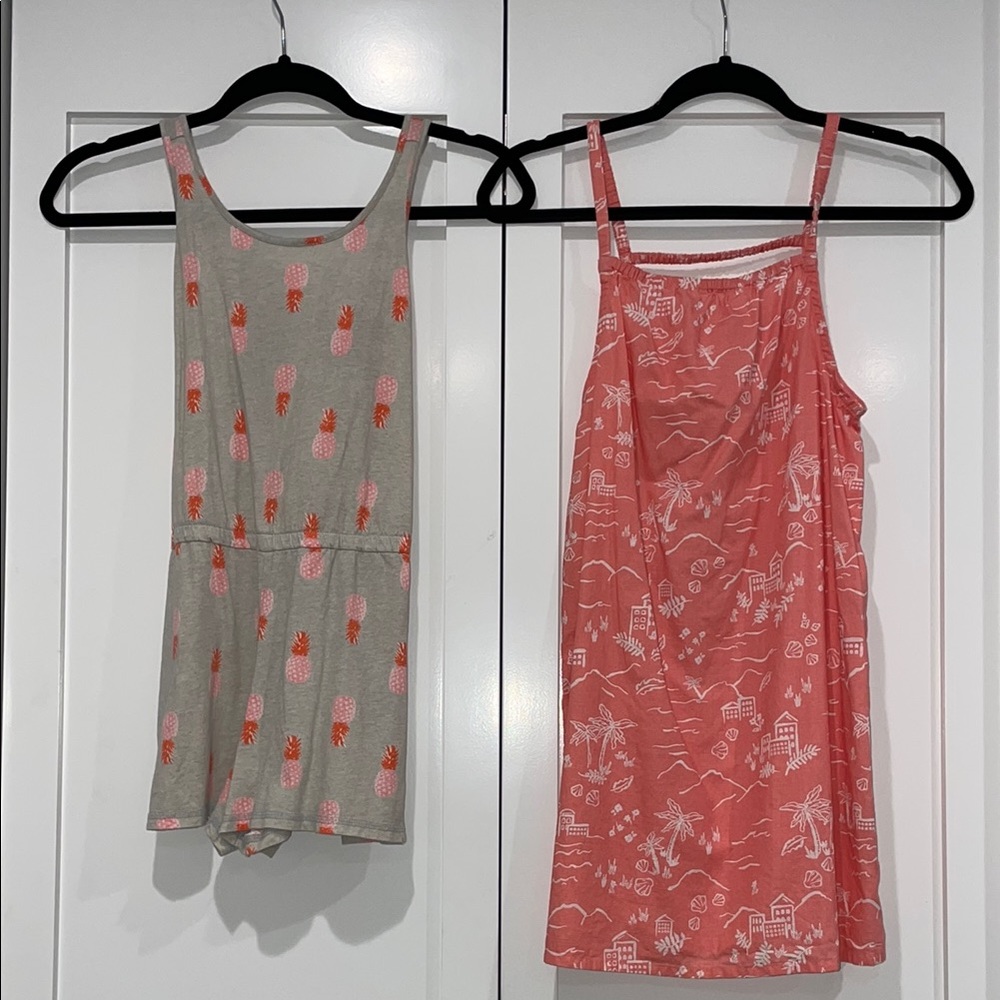 H&M Pink Dress & Old Navy Gray Romper